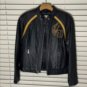 Harley-Davidson Black and Yellow Leather Jacket